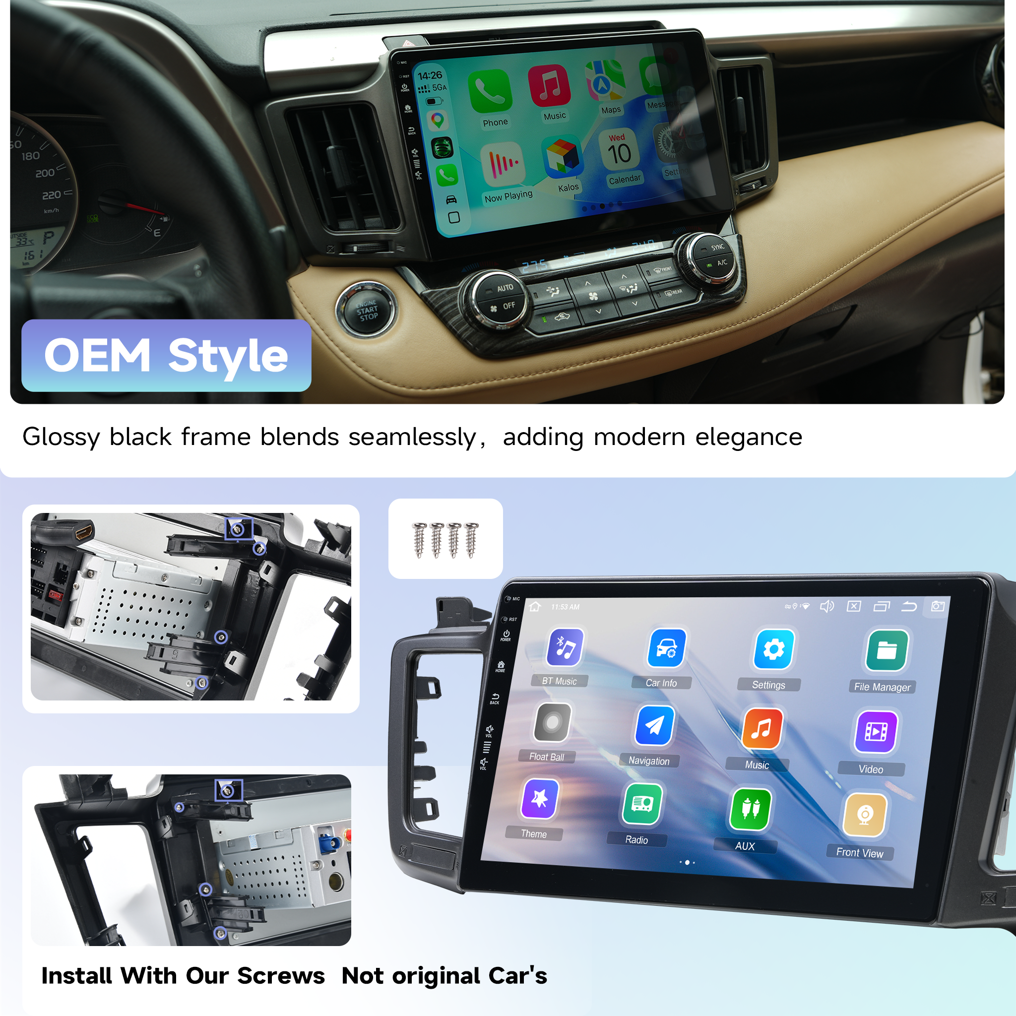 Roadanvi Android 14 10.2" Car Stereo for Toyota RAV4 2013-2018,Wireless Carplay, Android Auto, 6G RAM+128G ROM, Bluetooth 5.2, Head Unit GPS Navigation, QLED Touch Screen, WiFi, and 4G LTE,X14 Series