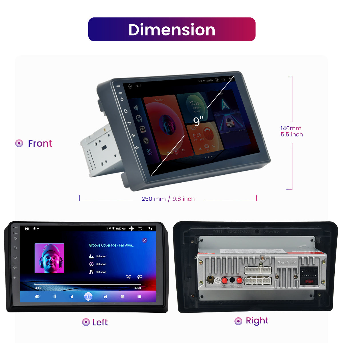 Roadanvi F10 For 2003-2013 Audi A3 S3 Android Auto Radio Carplay bluetooth 5.0 4GB RAM + 64GB ROM 9 "Touchscreen 1280x720 DAB Wifi Bluetooth Auto GPS Navigatie