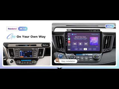 Roadanvi Android 14 10.2" Car Stereo for Toyota RAV4 2013-2018,Wireless Carplay, Android Auto, 6G RAM+128G ROM, Bluetooth 5.2, Head Unit GPS Navigation, QLED Touch Screen, WiFi, and 4G LTE,X14 Series