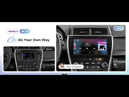 Roadanvi Android 14 6G+128G Car Radio for Toyota Camry 2015 2016 2017 Wireless Carplay Android Auto Car Stereo GPS Navigation WiFi 4G LTE 10.33" QLED Touch Screen Head Unit Bluetooth 5.2 DTS X14