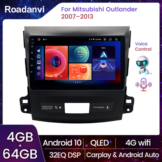 Roadanvi F10 for Mitsubishi Outlander 2007 2008 2009 2010 2011 2012 2013 Car GPS Navigation AI Voice Control Apple Carplay Android Auto 4G 64G DSP Stereo