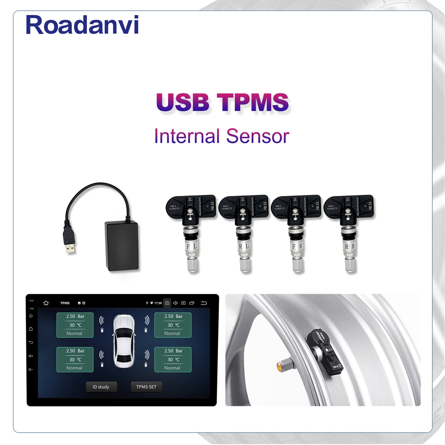 Roadanvi Built-in TPMS APP Car Tire Pressure Monitoring System Car Tire Diagnostic Tool for Roadanvi Device