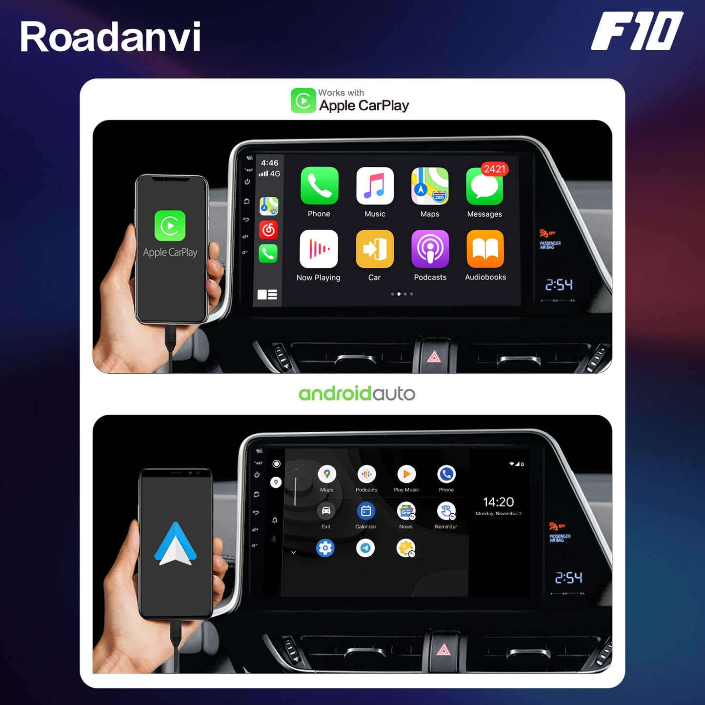 Roadanvi F10 For Toyota CHR 2016 2017 2018 Car GPS Navigation 10.2 Inch Touch screen TDA7851 Android Auto Stereo