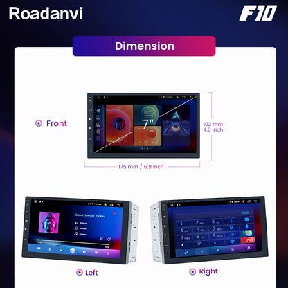 Roadanvi F10 For Single Din Universal Car Radio Android 7 inch Touch screen 2.5D 4*50W Apple Carplay Auto GPS
