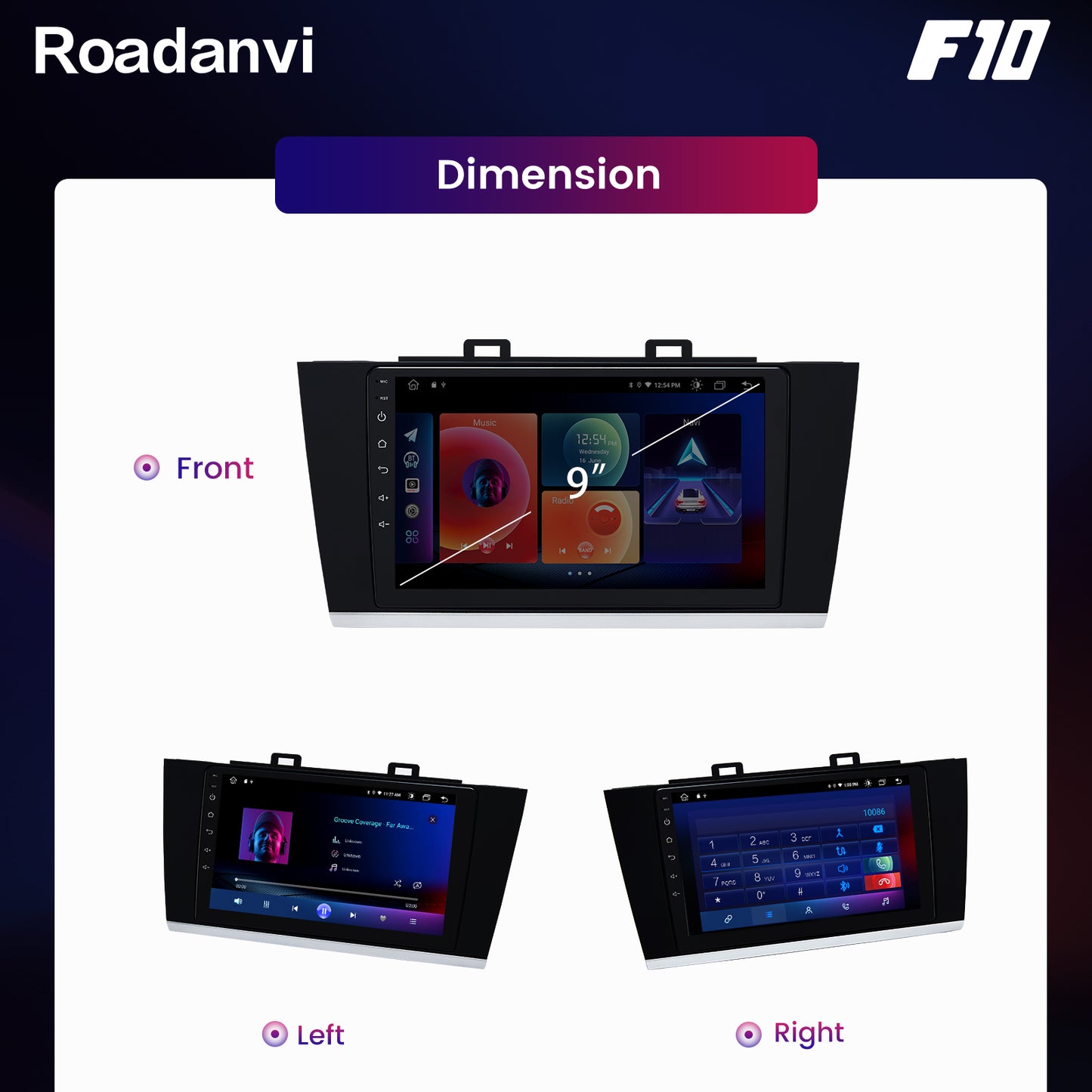Roadanvi F10 For Subaru Outback Legacy 2015 2016 2017 2018 Car Stereo Apple Carplay IPS Screen 9 Inch 4G RAM Wifi GPS Navigation