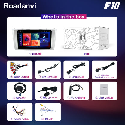 Roadanvi F10 For Toyota Camry 2007 2008 2009 2010 2011 Car Stereo 2.5D Touch Screen Apple Carplay 4G RAM TDA7851 GPS Navigation