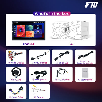 Roadanvi F10 For Single Din Universal Car Radio Android 7 inch Touch screen 2.5D 4*50W Apple Carplay Auto GPS