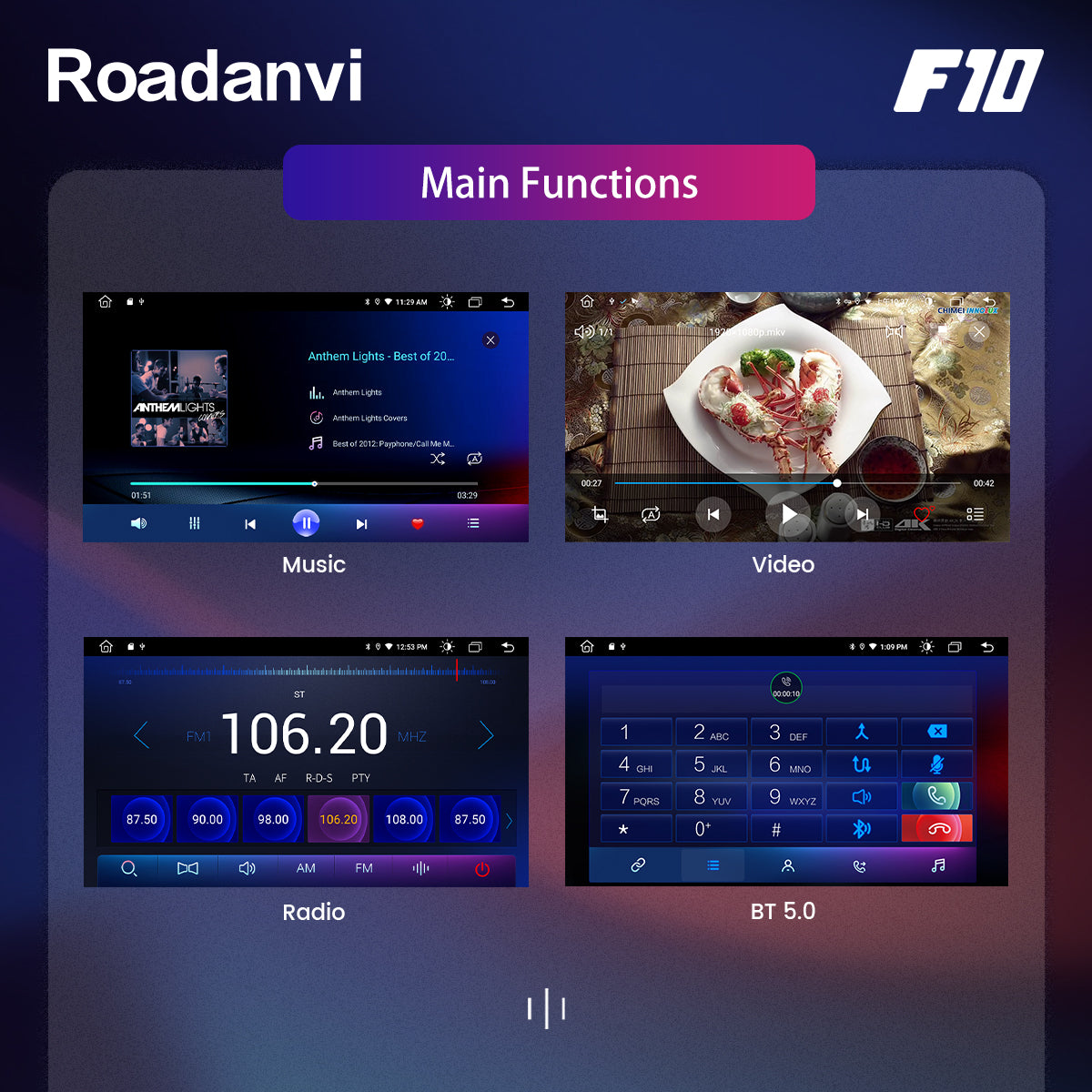 Roadanvi F10 For Toyota Camry 2018 2019 Car Stereo IPS Screen DSP 1280*720 GPS Wifi Apple Carplay Radio Android