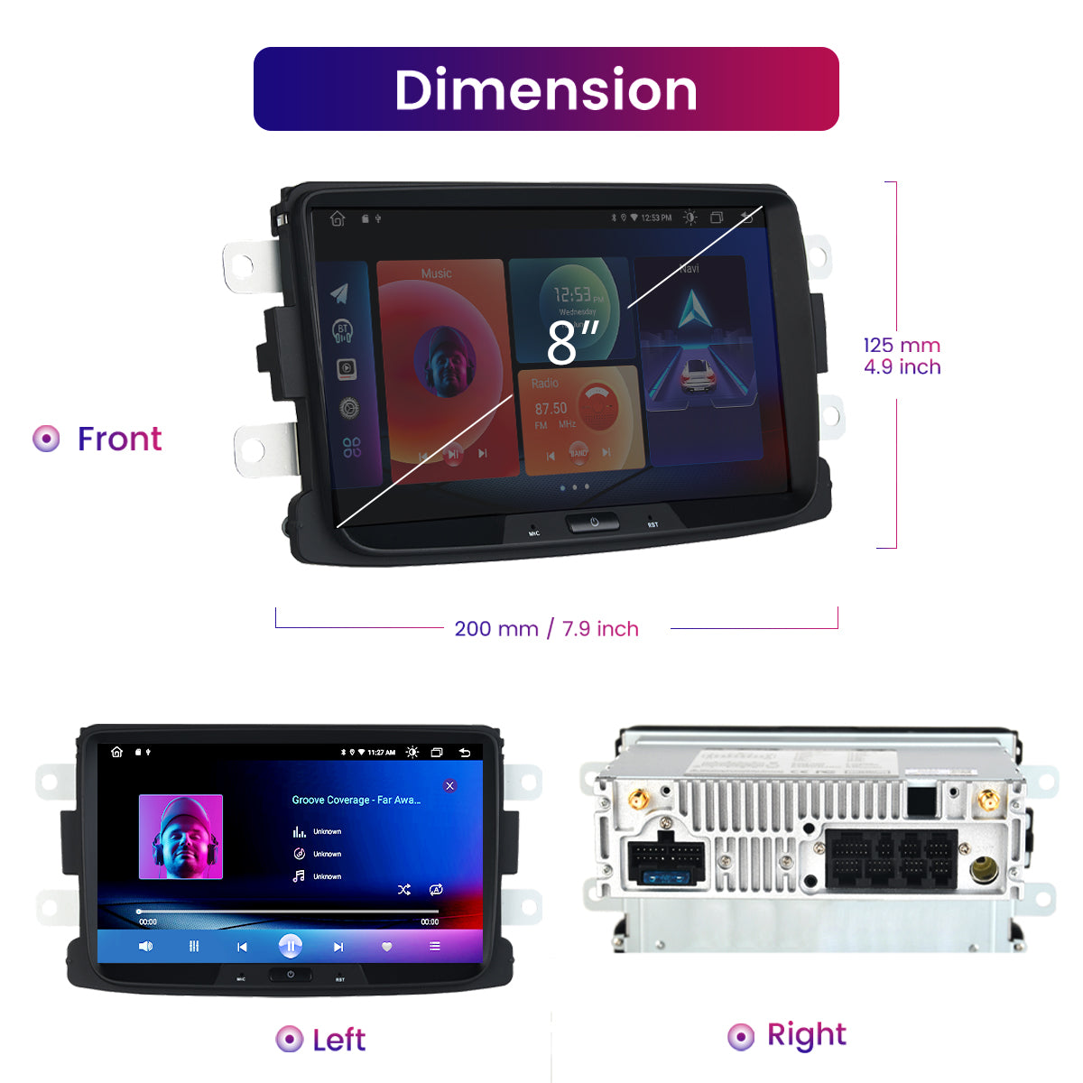 Roadanvi F10 8 Android 10.0 Car Radio with Screen for Renault Duster