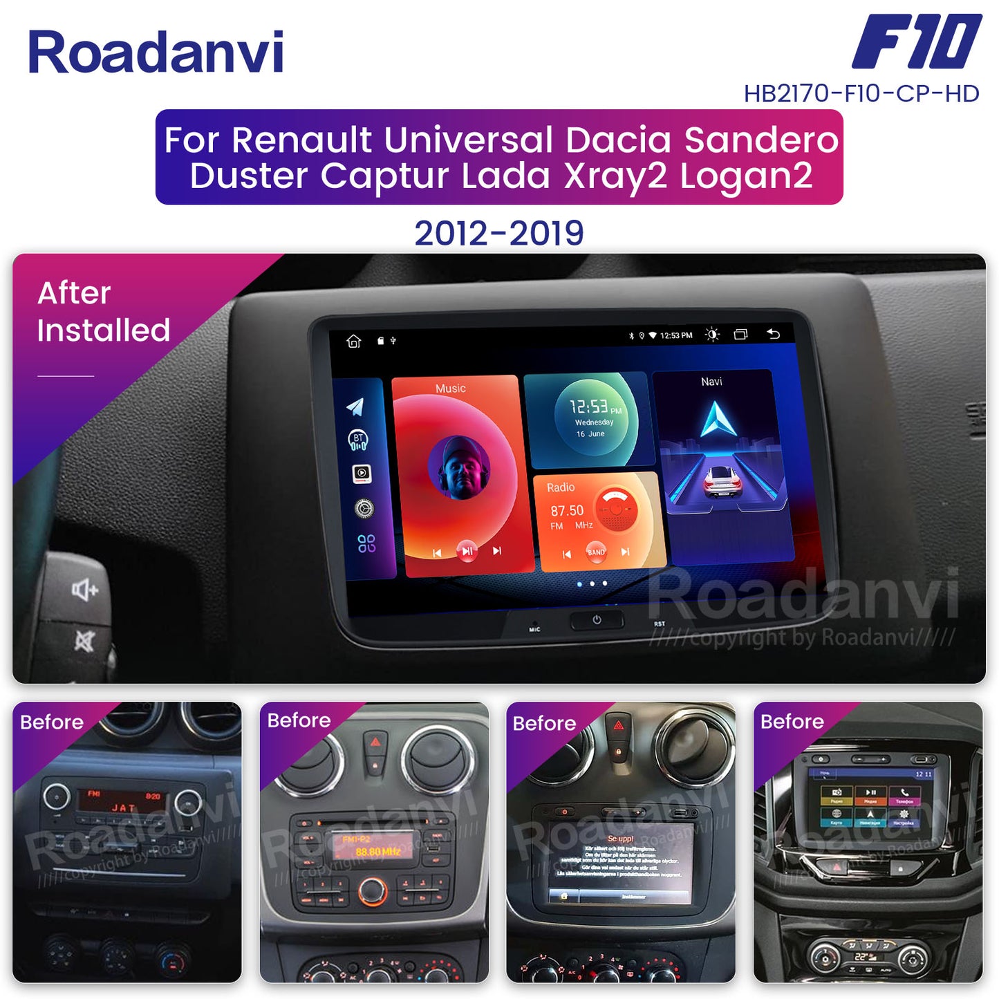 Roadanvi F10 8 Android 10.0 Car Radio with Screen for Renault Duster
