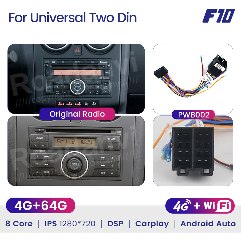 Roadanvi F10 For Single Din Universal Car Radio Android 7 inch Touch screen 2.5D 4*50W Apple Carplay Auto GPS
