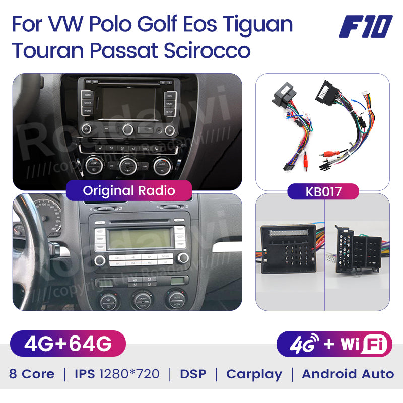 Roadanvi F10 For VW Universal Polo Golf Eos Tiguan Touran Passat 2006-2015 Car Stereo Android Touch screen Wifi 1280*720 GPS Navigation