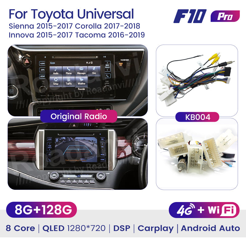 Roadanvi F10 for Toyota Universal Toyota Sienna 2015 2016 2017 Car Radio 9 inch Touch screen AI Voice Control Apple Carplay Android Auto DSP 8G 128G Stereo