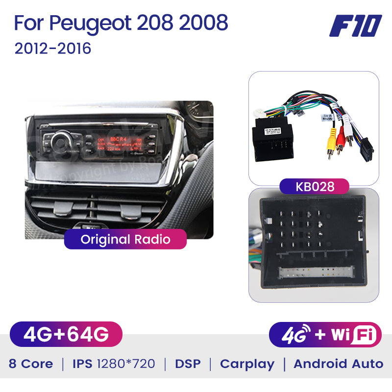 Roadanvi F10 For Peugeot 208 2008 2012 2013 2014 2015 2016 Car GPS Navigation 2.5D Touch Screen Android Video TDA7851 Apple Carplay Radio